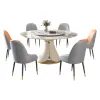 Modern and simple dining room combination solid wood multi-functional dining table and chair set, home dining room furniture complete set matching Specification image